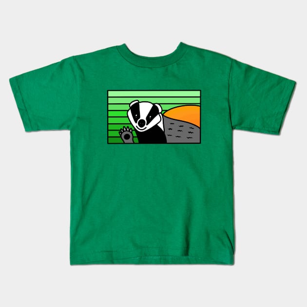 Funny Badger Kids T-Shirt by Andrew Hau